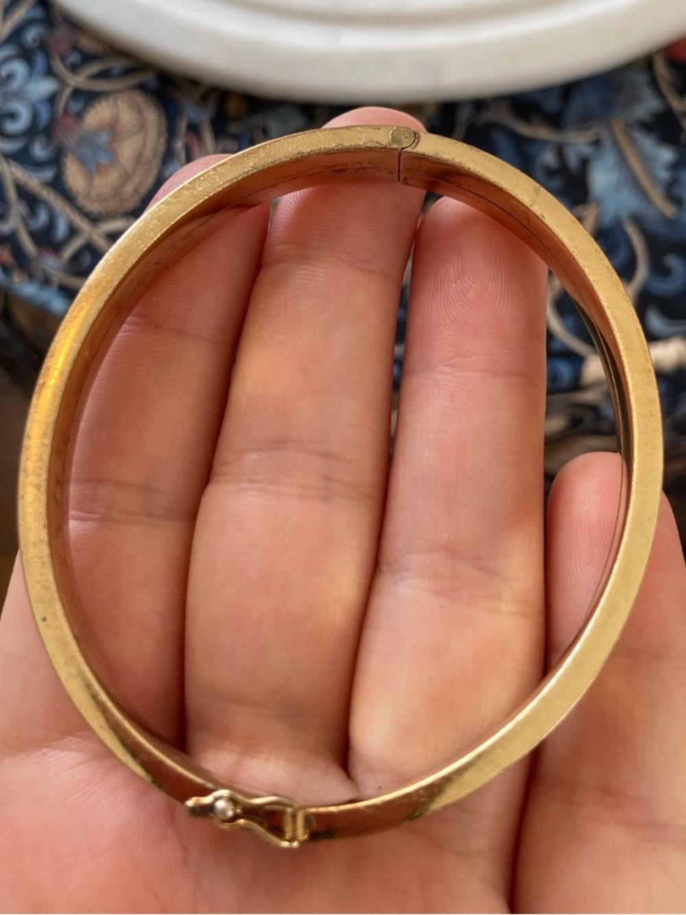 Antique Rolled Gold Hinged Bangle Bracelet w/Maker’s Mark - Picture 6 of 14